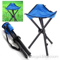 Camping Folding Stool (Blue) Portable 3 Legs Chair Tripod Seat For Outdoor Hiking Fishing Picnic Travel Beach BBQ Garden Lawn with Strap Oxford Cloth Small Size   